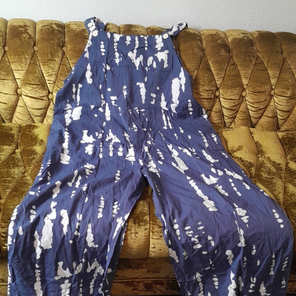 Womens Navy Blue Tie-Dye Oversized Jumpsuit